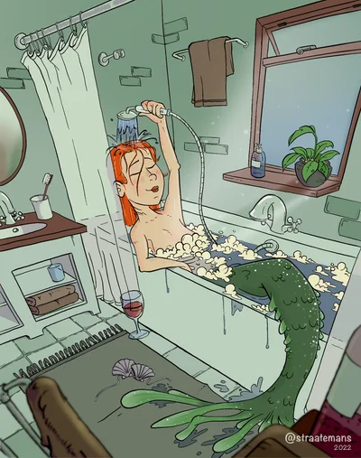 Mermaid in bathtub